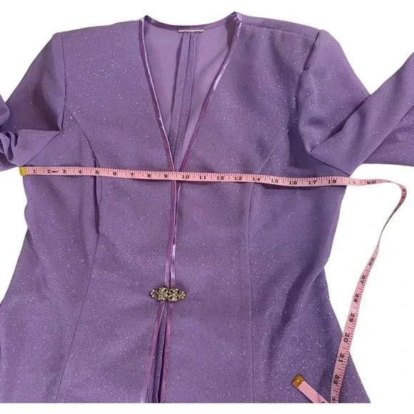 R&M Richards Petite Lavender Sparkle Jacket Dress Suit Women's Size 10P Elegant